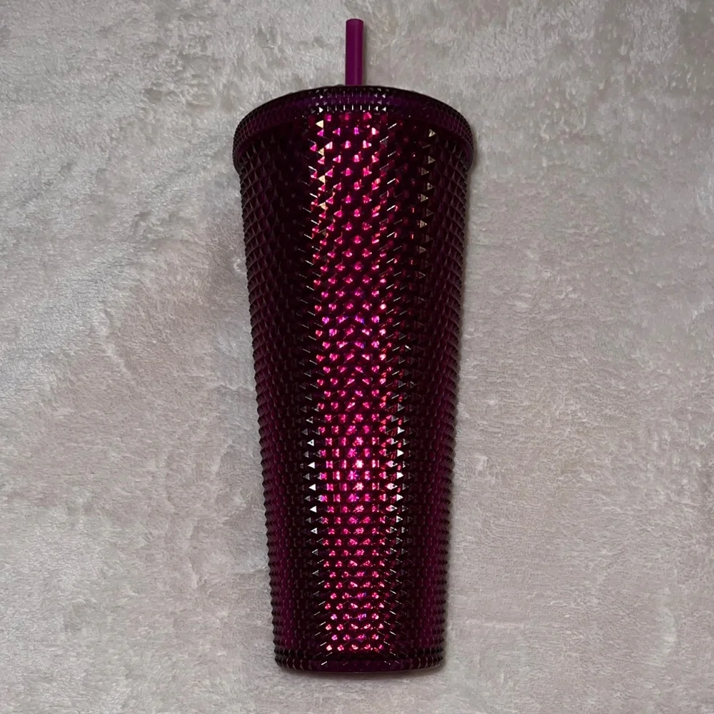 NWT Starbucks 2022 Winter Bling Berry Iridescent Shiny Studded Tumbler 24 OZ